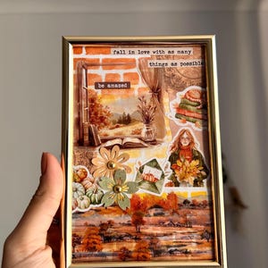 Póster de otoño hecho a mano con marco para una decoración acogedora del hogar, recuerdo, regalo único, regalos hechos a mano.
