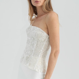 3D Lace Bridal Corset Top | Champagne A-Line Wedding Corset for Bride | LIV