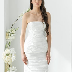 Ivory Strapless Corset Wedding Reception Dress - US2/EU34