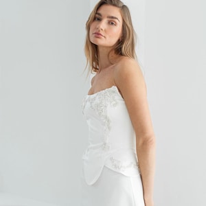 Bridal Reception Dress | Corset Wedding Dress | Short Bridal Dress | Lace Embellished Mini Dress for Bride HAZEL Mini
