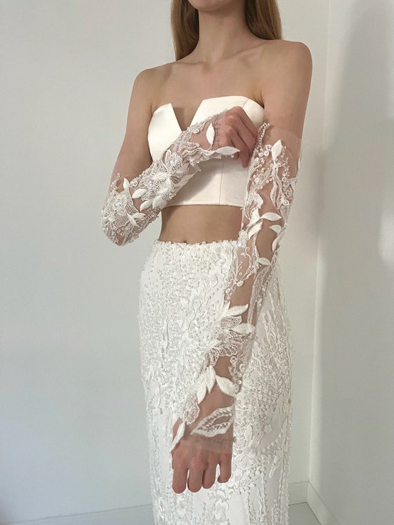 Guanti Lunghi In Pizzo Elasticizzato – Eleganti Per Sposa, Halloween, Serate E Cosplay