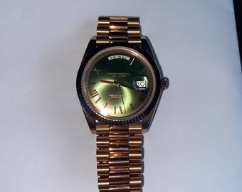 Day Date 40-Stil-Armbanduhr aus Roségold mit olivgrünem Zifferblatt