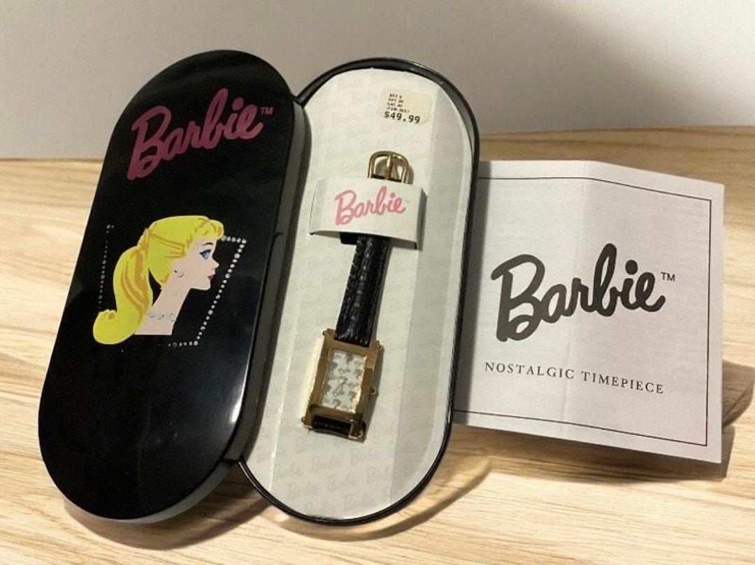 Barbie Collection Vintage Watch Set,. worn once.. Needs battery Vintage Nostalgia Barbie Wrist Watch New in Box (just Needs  main image 3