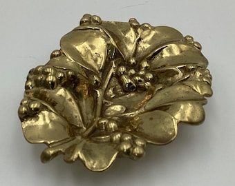 Prato para bijuterias em forma de visco, em latão maciço, da Virginia Metalcrafters, modelo 4-36, cor dourada vintage.