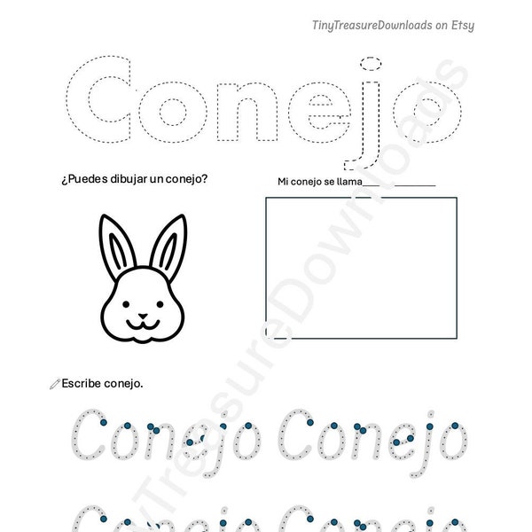 Actividades de Español: Gato, Perro y Conejo - Hojas Educativas para Niños (Spanish Vocabulary Activities for Kids - Cat, Dog and Rabbit)