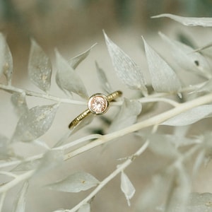 Morganite engagement ring bezel set in 10k-14k-18k yellow gold, white gold, rose gold image 2