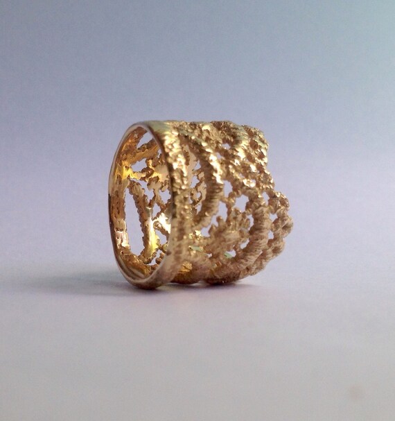 Lily Lace ring in 14k solid goldgold wedding ring lace ring Etsy