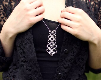 Long"collar" Lace necklace cast in sterling silver