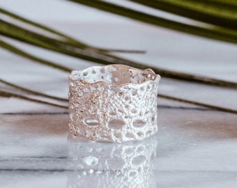 Lilibet Lace ring in sterling silver-featured at Anthropologie- wide lace ring, boho lace ring, wide silver ring-gift for her