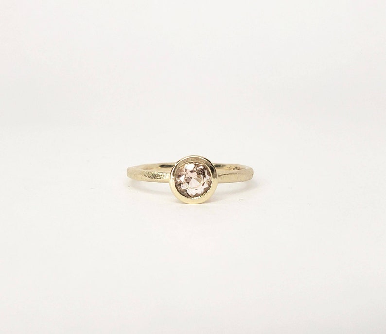 Morganite engagement ring bezel set in 10k-14k-18k yellow gold, white gold, rose gold image 3