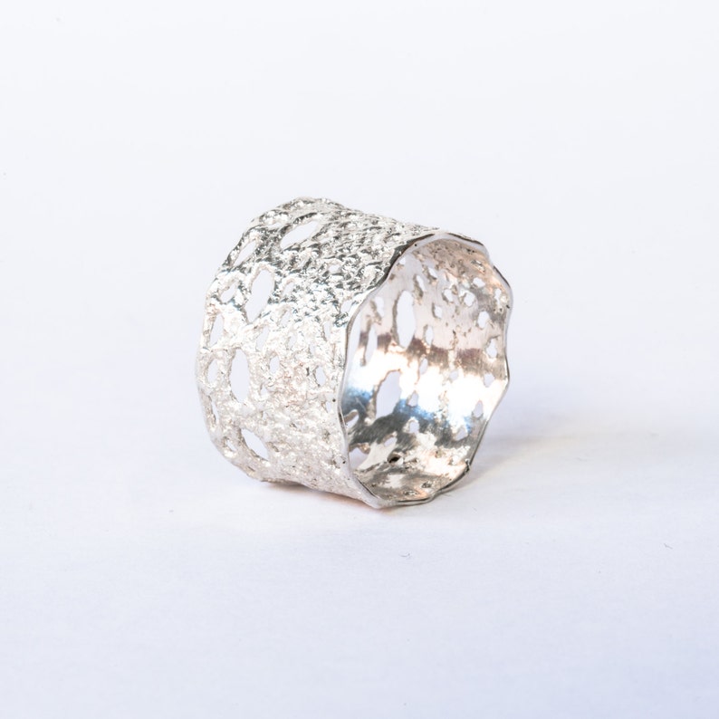 Lilibet Lace ring in sterling silver-featured at Anthropologie wide lace ring, boho lace ring, wide silver ring-gift for her image 2