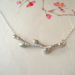 Spring Cherry blossom bud necklace in silver-Oka-san