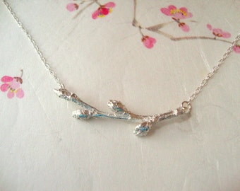 Spring Cherry blossom bud necklace in silver-Oka-san