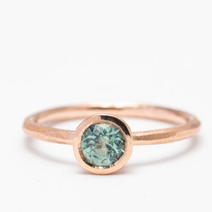 Montana sapphire ring-bezel set women's solid gold engagement ring, yellow rose or white gold 10k 14k 18k image 1