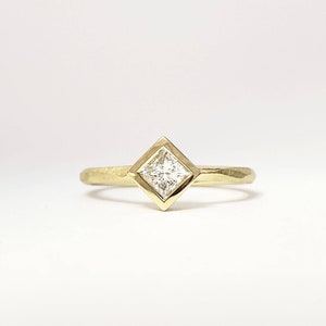 Square Canadian diamond princess cut solitaire engagement ring bezel set in solid 10k 14k 18k gold image 1