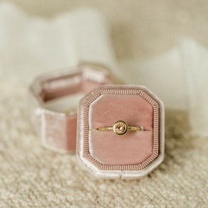 Morganite engagement ring bezel set in 10k-14k-18k yellow gold, white gold, rose gold image 4