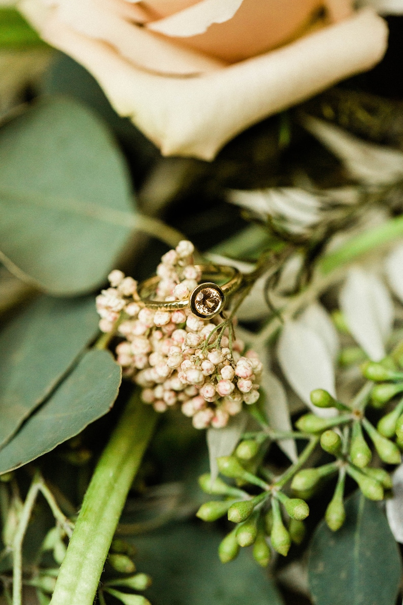 Morganite engagement ring bezel set in 10k-14k-18k yellow gold, white gold, rose gold image 5