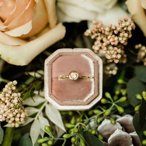 Morganite engagement ring bezel set in 10k-14k-18k yellow gold, white gold, rose gold image 1