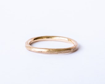 simple rough band in solid gold 10k 14k 18k- mark of the maker- wedding ring