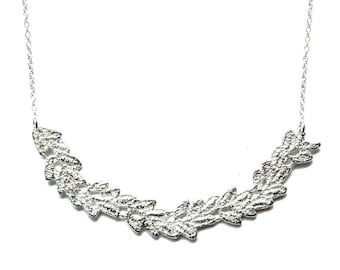 Vine lace bib necklace in solid sterling silver