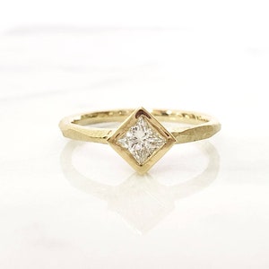 Square Canadian diamond princess cut solitaire engagement ring bezel set in solid 10k 14k 18k gold image 3