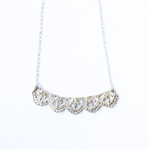 Lace silver necklace leaf pattern for women image 2