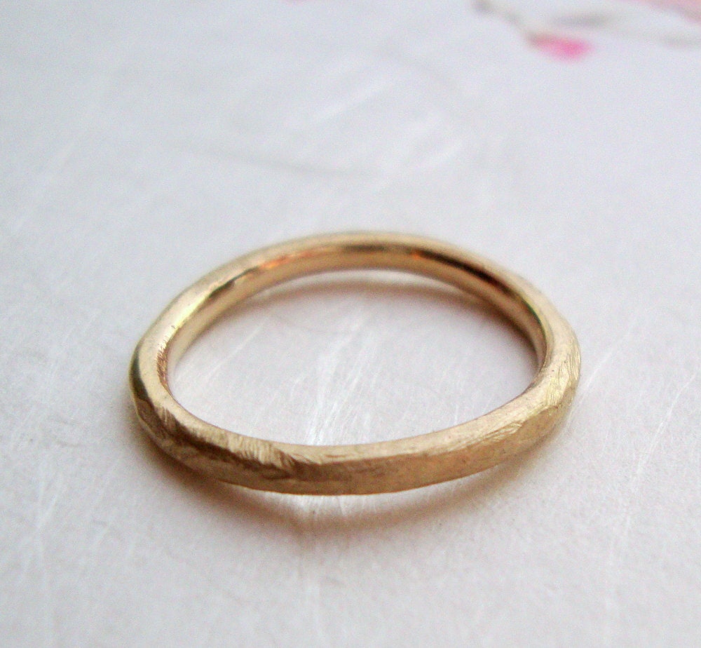 Simple Rough Band in Solid 18k Yellow Gold Mark of the Maker