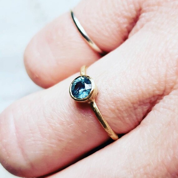Montana Sapphire Ring Bezel Set Women S Solid Gold Etsy
