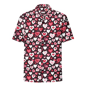 Valentine Hearts Unisex Button Shirt - Cool, Featherlight, Moisture-Wicking