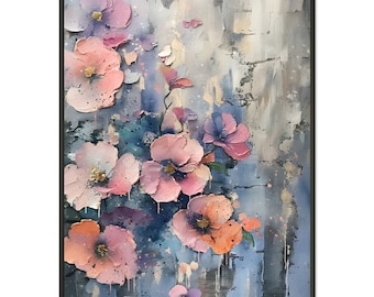 Pastel Flowers on Premium Matte Paper Metal Framed Poster