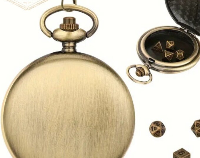 Dnd Stylewatch Pocket Watch Case With 7 Metal Dnd 5mm Dice Set - Etsy