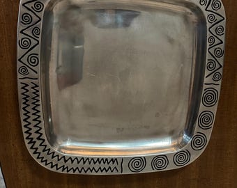 Tabla de quesos cuadrada mediana Wilton Armetale vintage de la colección Reggae