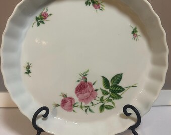 Vintage Christineholm Porzellan Rosenmuster Quiche / Pastetenform