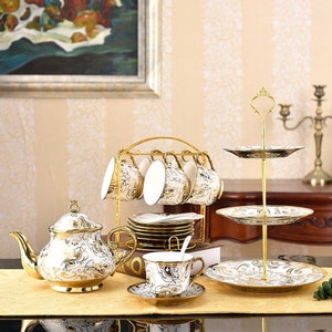 Ręcznie robiony ceramiczny zestaw do kawy: Zestaw na herbatę w stylu europejskim