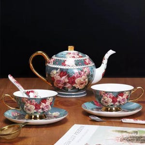 Floral Ceramic Coffee Set: European Style Tea Party Set