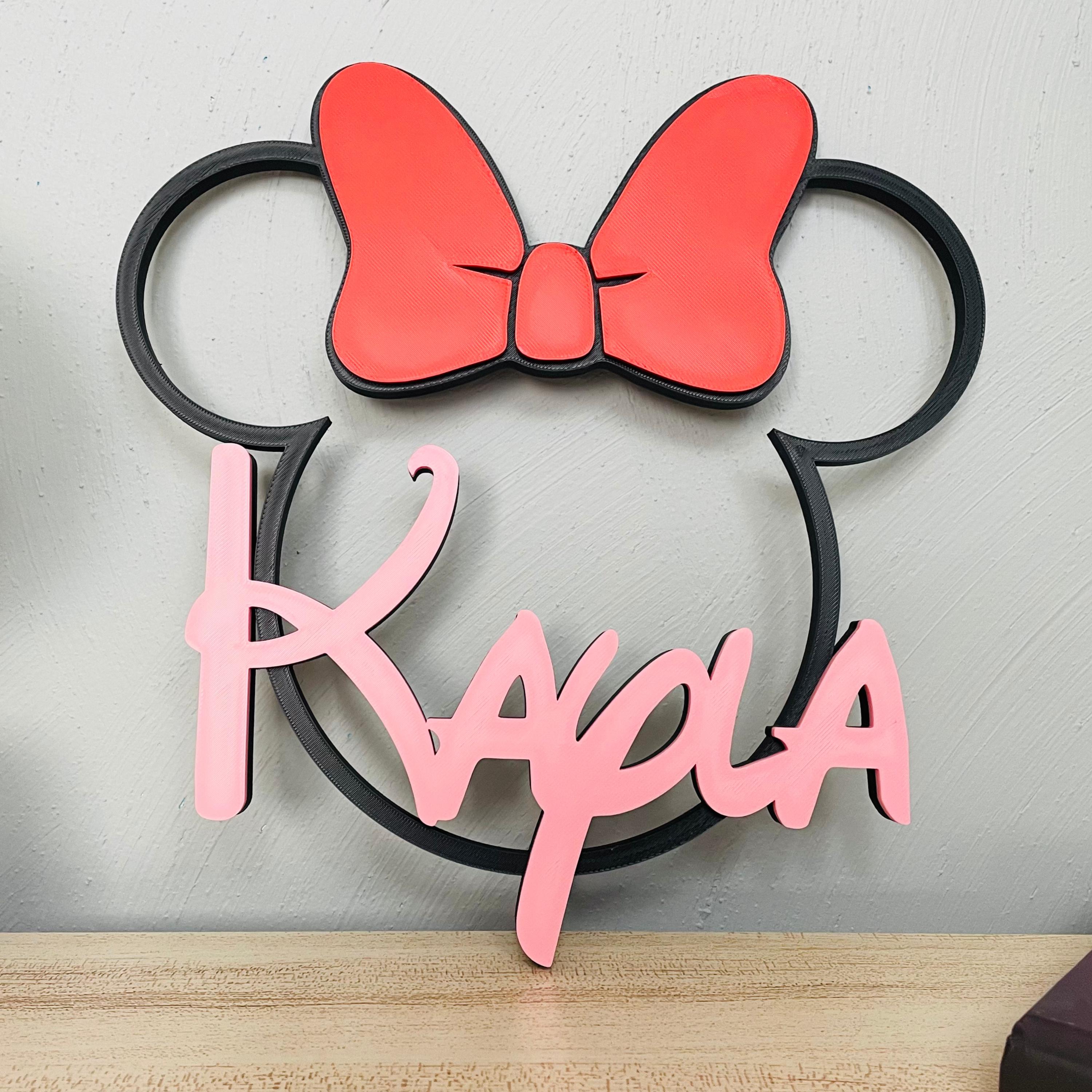 Personalized Mickey Name Sign, Custom Minnie Mouse Name Wall Art ...