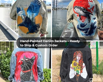 Hand Painted Denim Jacket, One Of A Kind Jean Jacket, Custom Unisex Clothes, Festival Outfit, Personalized Jacket Gift, Black Friday