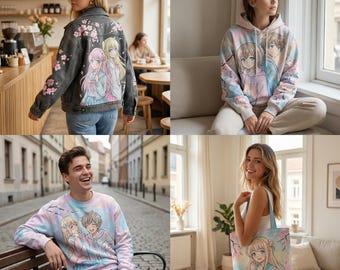 Personalisierte handbemalte Kleidung, individuelle Jacke, Hoodie oder Pullover, Anime-Kunstwerk, tragbare Kunst, einzigartiges Geschenk