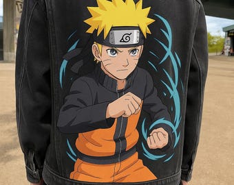 Handbemalte Anime Jeansjacke, individuelle Jeansjacke mit Kawaii Anime Kunst, personalisierte Kleidung Valentinstagsgeschenk