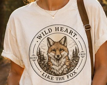Wild Heart Fox PNG, Vintage Nature Graphic Tee, Retro Animal Badge (Digital Download)