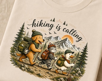 Hiking Is Calling PNG | Dog Cat Duck Mountain Adventure Design (Digital Download)