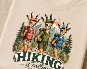 3 Gazelles Hiking Clipart, Mountain Adventure PNG, Camping Sublimation (Digital Download)