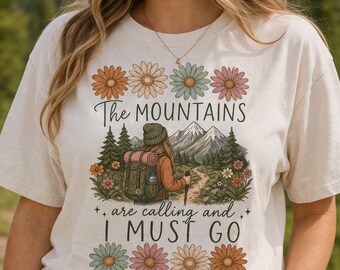 Floral Hiking PNG: Mountains Are Calling Adventure Shirt (Digital Download)