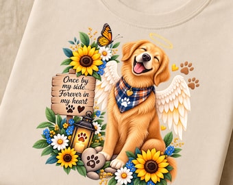 Pomnik Anioła Psa PNG, Wzór Słonecznika Golden Retrievera (Pobranie Cyfrowe)
