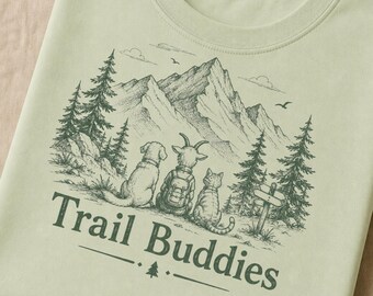 Trail Buddies Cat Dog Hiking Adventure PNG | Wilderness Camping Nature Design