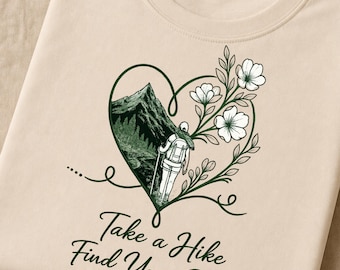 Hiking Lover Shirt Design, Mountain Wildflower Hiker PNG (Digital Download)