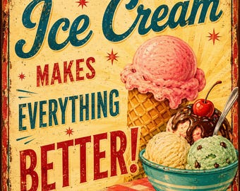 Ice Cream Makes Everything Better Canvas