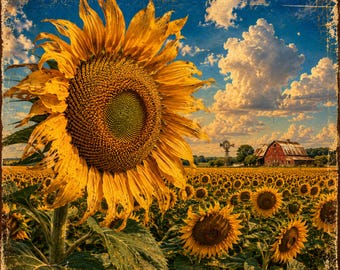 Vintage Sunflower Field Matte Canvas