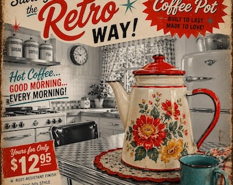 Retro Enamel Coffee Pot Canvas