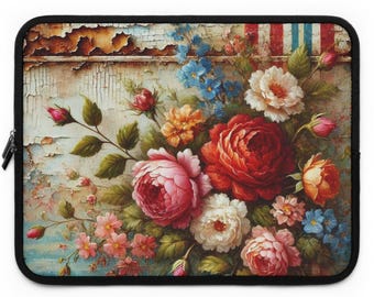 Capa para laptop com estampa floral vitoriana: bolsa acolchoada de neoprene para computador